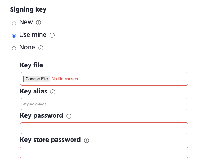 PWA Builder Signing Options with Keystore data